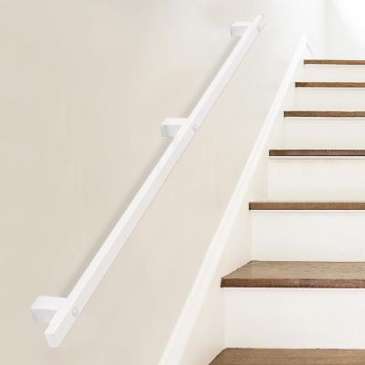 30–600 cm White Handrail for Indoor and Outdoor Stairs, Wall-Mounted Safety Railing Kit