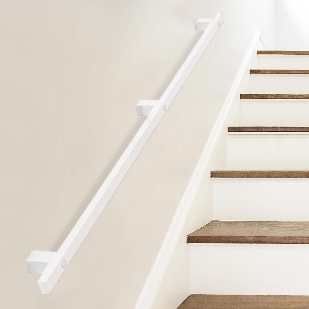 30–600 cm White Handrail for Indoor and Outdoor Stairs, Wall-Mounted Safety Railing Kit