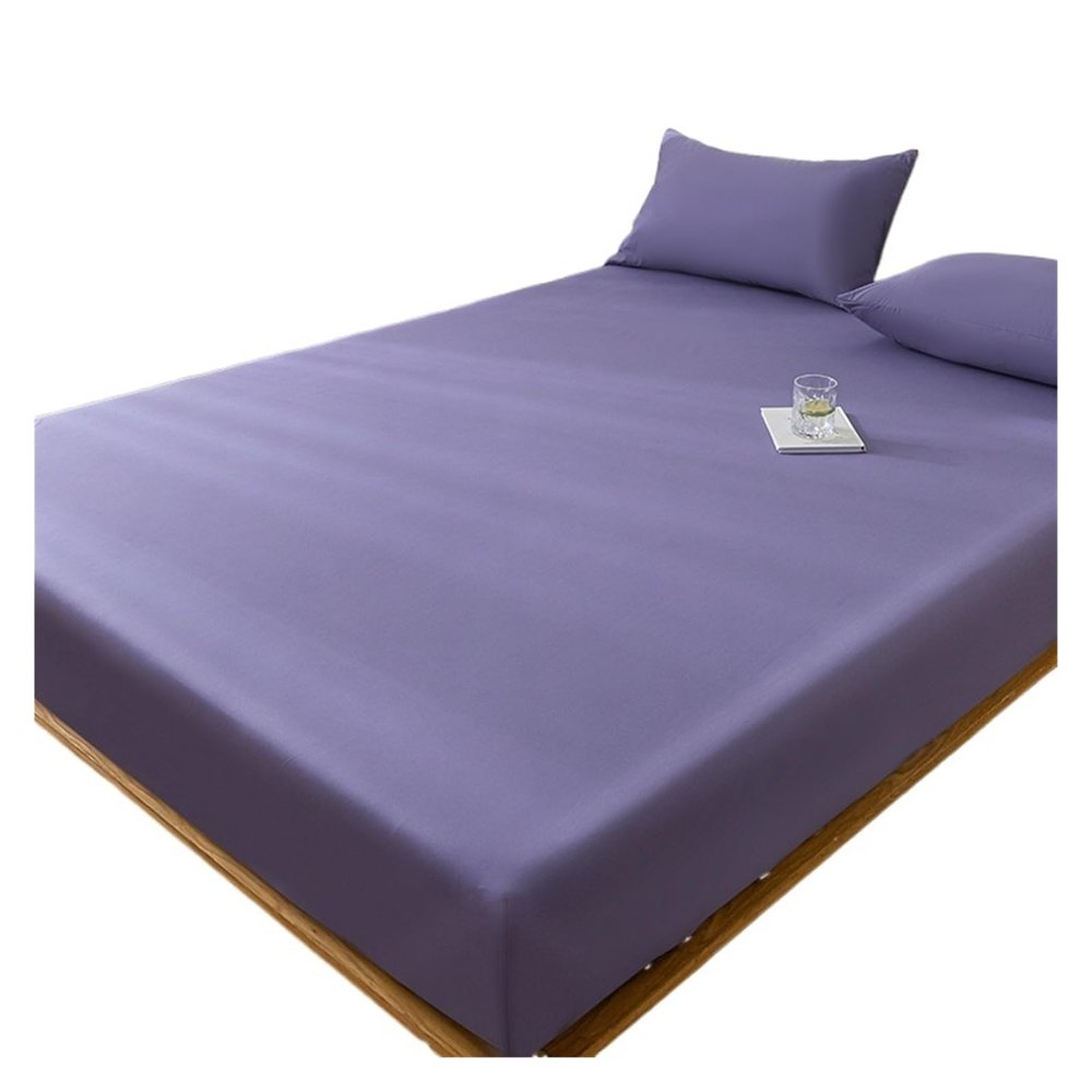 L6NqIAG Waterproof Mattress Cover, Fitted Sheet with Elastic Band, Non-Slip Mattress Protector for Twin, Full, Queen, and King Beds (Purple, Twin 39 x 74 x 12 in.)