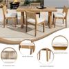 MOBETTRES 5-Piece Outdoor Dining Set for 4, PE Rattan Backrests, Acacia Wood Tabletop and Chairs, for Backyard Dining Groups (Wood + White) view 3