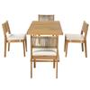 MOBETTRES 5-Piece Outdoor Dining Set for 4, PE Rattan Backrests, Acacia Wood Tabletop and Chairs, for Backyard Dining Groups (Wood + White) view 4
