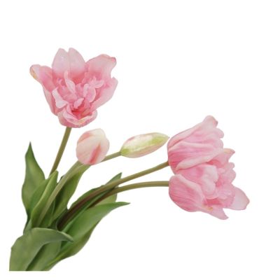 WENH 5-Stem Artificial Latex Tulip Bouquet, Real-Touch Light Pink Tulips