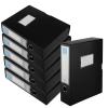 HEIYUET 6-Pack A4 Black Document Storage Boxes with Spine Labels view 1