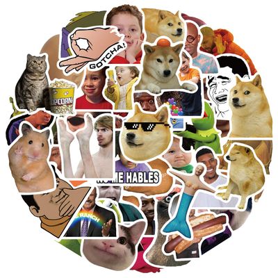 Funny Meme Stickers, 50-Piece Set for Laptops, Water Bottles, Luggage, Skateboards, Helmets, Phone Cases and More