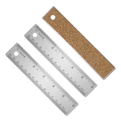 3-Piece Stainless Steel Ruler Set with Cork Backing