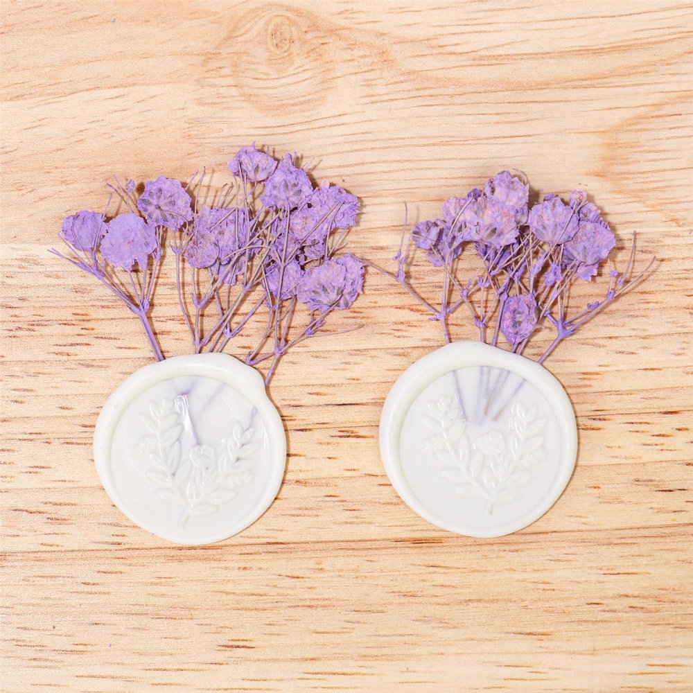 HAJHI Dried Flower Wax Seal Stickers, 30 pcs, Purple-A
