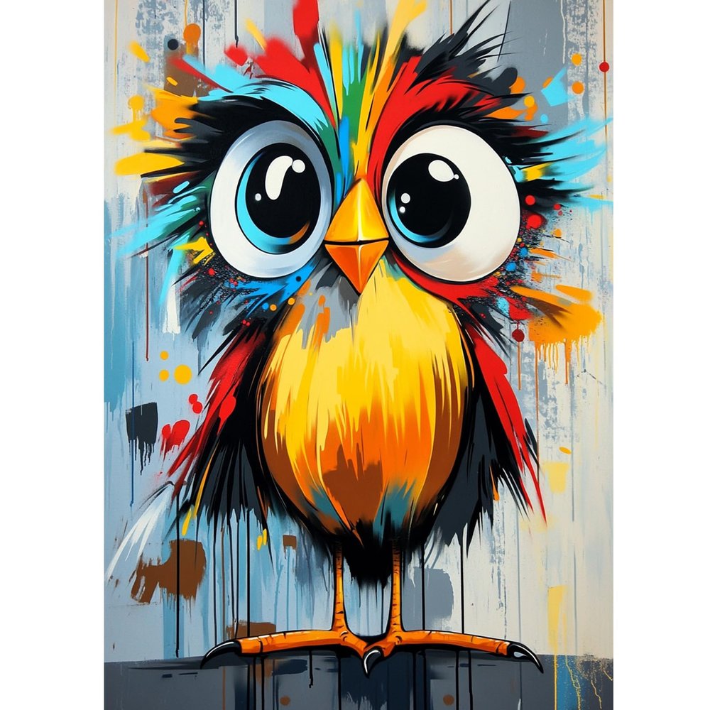 QENSPE 5D Diamond Painting Kit, Colorful Abstract Bird, 30 x 40 cm