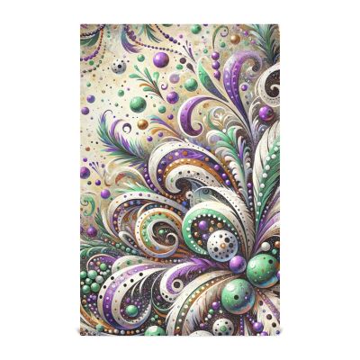ODAWA Mardi Gras Kitchen Towels with Hanging Loops, 6-Piece Set