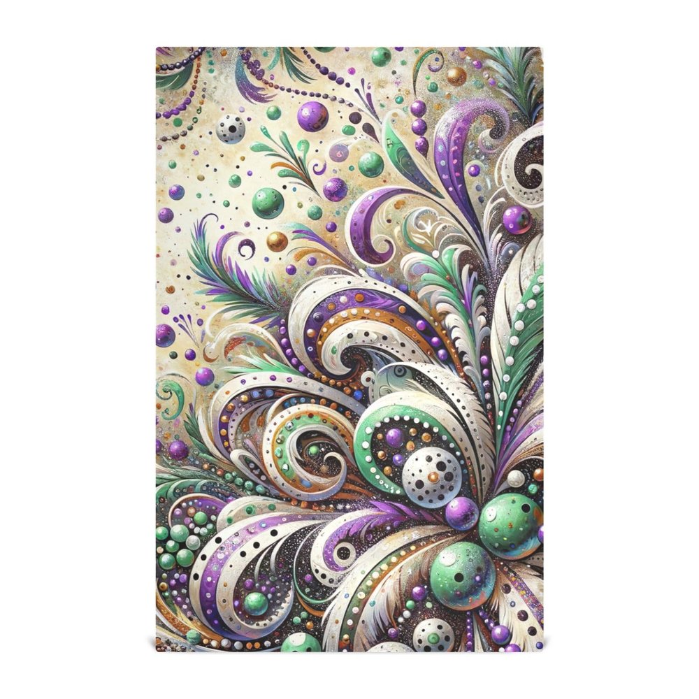 ODAWA Mardi Gras Kitchen Towels with Hanging Loops, 6-Piece Set