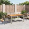 IKAYAA 4-Piece Gray Rattan Patio Dining Set with Cushions, 140 cm Table view 1