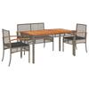 IKAYAA 4-Piece Gray Rattan Patio Dining Set with Cushions, 140 cm Table view 2