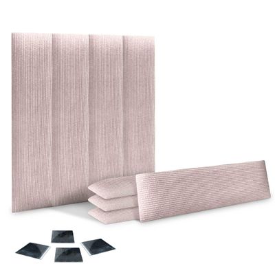 DHOME Set of 8 Premium Corduroy Upholstered Wall Panels, Blush Pink, 60 x 20 cm