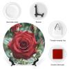 STVNKML Ceramic Decorative Plate with Red Rose, Personalized, Bone China, Removable Stand, Wall Mount or Table Décor, 20.3 cm view 3