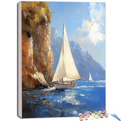 Paint by Numbers Sailboat Ocean Kit for Adults, XXL 60 x 80 cm, Beginner Acrylic Paint Set, Frameless X-601
