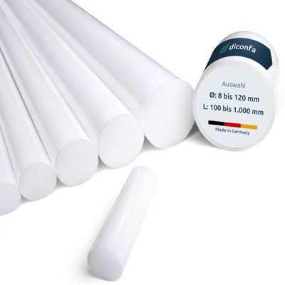 diconfa POM Natural Round Rod, Custom Cut — 80 mm × 250 mm