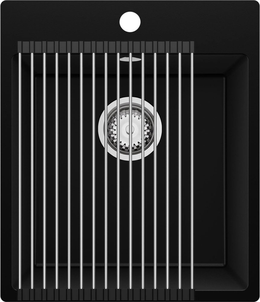 PRIMAGRAN Riga 45 Sink for 45 cm Base Cabinets + Drain Set, 43 x 50 cm