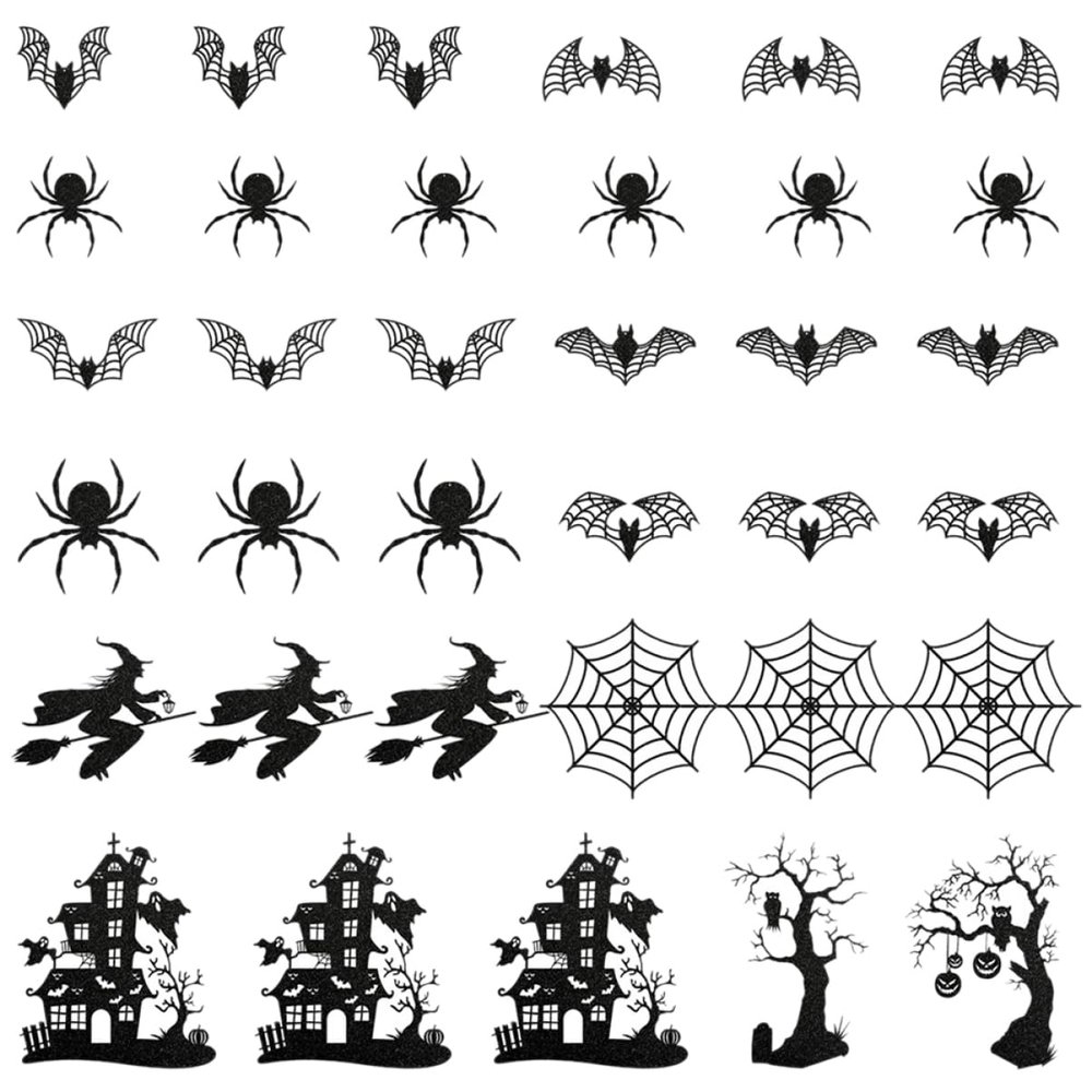Veemoon 35-Piece Halloween Wall Decorations with Witches, Spiders and Bats