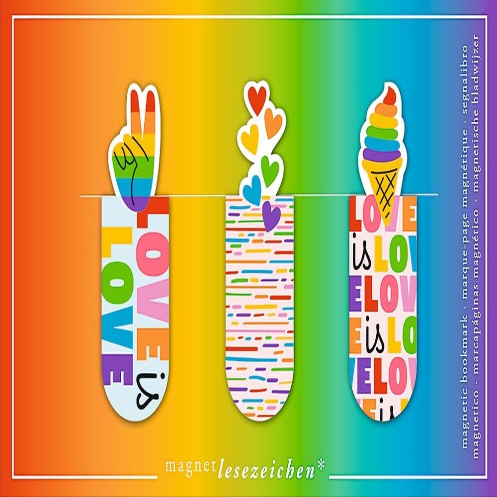moses. libri_x Rainbow Love Magnetic Bookmarks