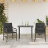 Homgoday 3-Piece Bistro Set with Cushions, Gray Poly Rattan view 1