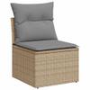 qohoio 7-Piece Garden Sofa Set with Cushions, Beige Poly Rattan and Acacia view 3