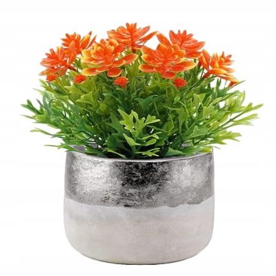 DomoDomo Decorative Concrete Flower Pot, 12 x 13 cm, Silver