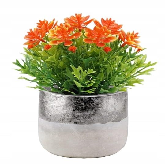 DomoDomo Decorative Concrete Flower Pot, 12 x 13 cm, Silver