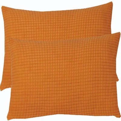 ZZDZW Stretch Corduroy Pillow Covers, Decorative Sofa Cushion Covers, Orange, 80 x 90 cm, Set of 2