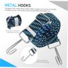 6 Blue Bungee Cords with Hooks and Metal Buckles view 3