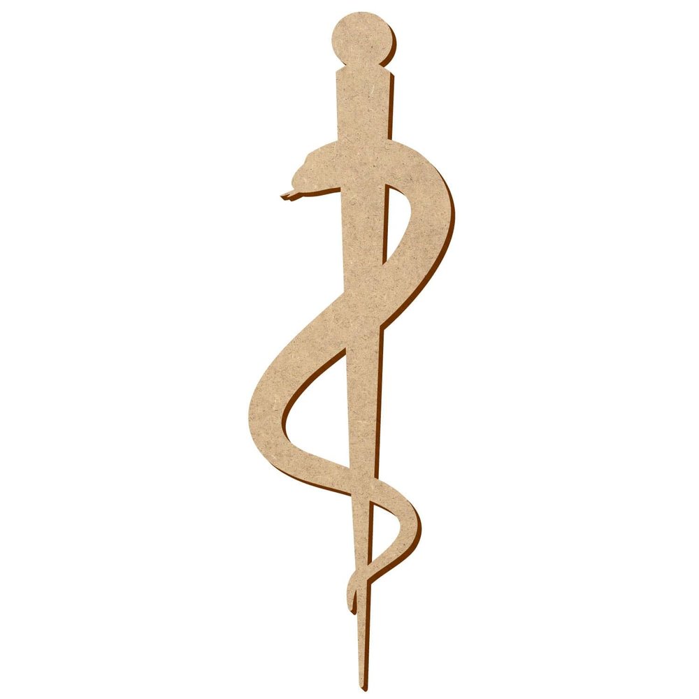 MDF Rod of Asclepius, 5–50 cm, Pack of 50, 14 cm High