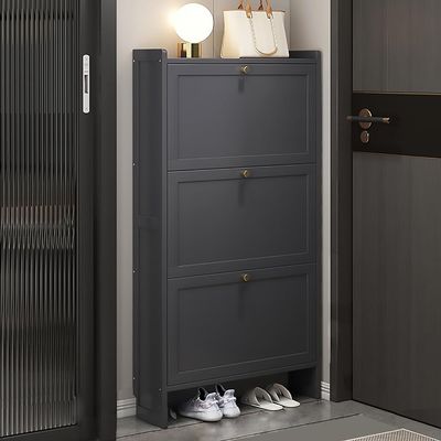 Modern Freestanding Shoe Cabinet with 2 Flip Drawers, Hidden Door, 3 Tiers, 70 cm