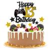 Joyeah “Happy 13th Birthday” Cake Topper, Gold Glitter Video Game Theme view 1