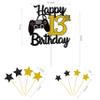 Joyeah “Happy 13th Birthday” Cake Topper, Gold Glitter Video Game Theme view 2