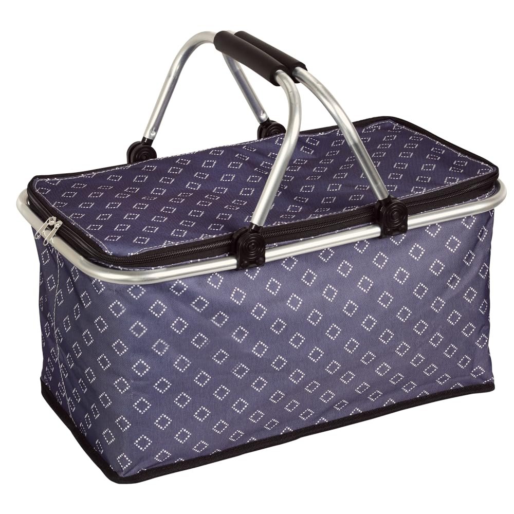 KESPER Blue Diamond-Pattern Shopping Basket, Polyester, 50 x 29 cm | 19952