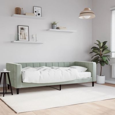 Juroupi Velvet Daybed with Mattress, Light Gray, 80 x 200 cm