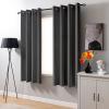 NINGBAI Blackout Curtains 140 x 220 cm, Thermal Insulated, Modern Solid Dark Gray view 2
