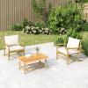 Juroupi 3-Piece Bamboo Garden Lounge Set with Cushions, Cream view 1