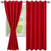 NINGBAI Blackout Curtains with Gathering Tape, 100 x 260 cm, Solid Red, 2 Panels view 1