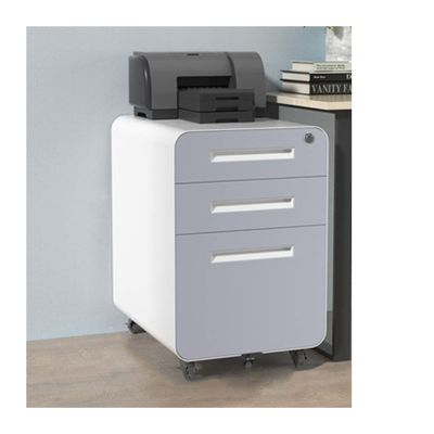Lockable Metal Filing Cabinet with 3 Drawers, for Home Office, Anti-Tip Design, Key Lock, Mobile, with Casters