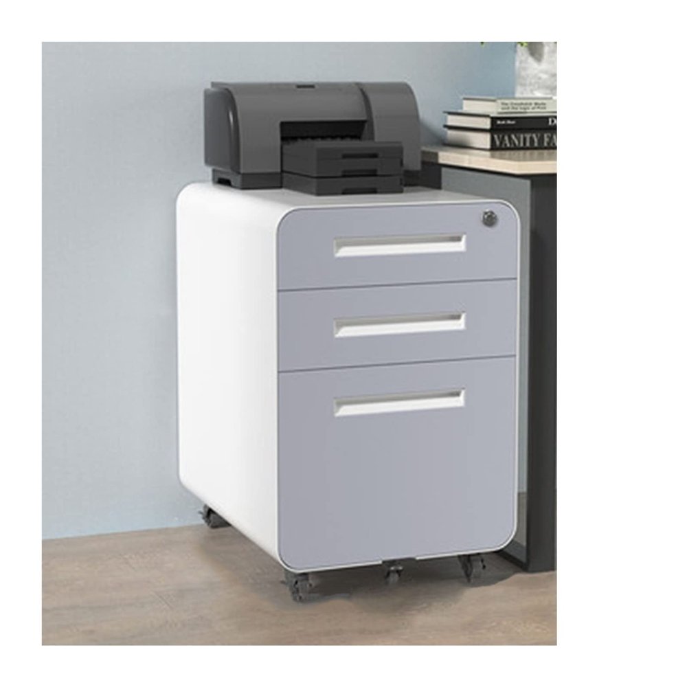 Lockable Metal Filing Cabinet with 3 Drawers, for Home Office, Anti-Tip Design, Key Lock, Mobile, with Casters