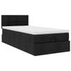 Ottoman Bed with Mattress, Black, 90 x 200 cm, Fabric view 2
