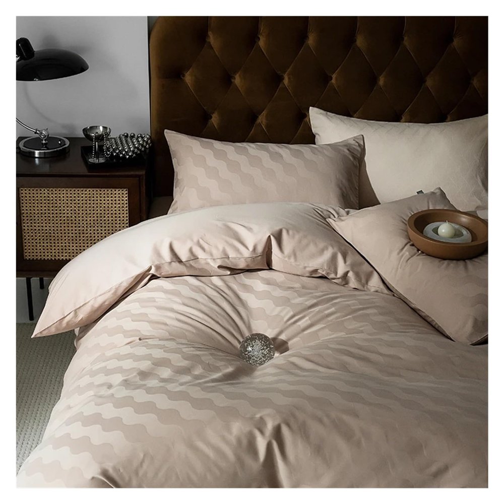 Wavy Jacquard 4-Piece Bedding Set, High-End 60-Count Long-Staple Cotton