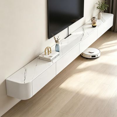 Aipunlus Wall-Mounted TV Cabinet, Floating TV Console with Doors, Textured, 180 cm