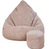 Slevobox XXL Velvet Bean Bag with Footstool, Powder Pink, 95 x 95 x 120 cm view 1