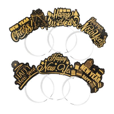 HEMOTON 6-Piece New Year's Eve Paper Headband Set
