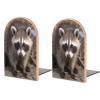 Personalized Wooden Bookends with Metal Base, Raccoon Print, Modern and Sturdy, for Home or Office, 1 Pair view 1