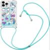 TQmchun iPhone 14 Pro Max Case with Strap, Transparent Glitter TPU Cover view 1