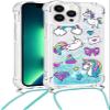 TQmchun iPhone 14 Pro Max Case with Strap, Transparent Glitter TPU Cover view 2