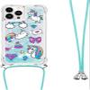 TQmchun iPhone 14 Pro Max Case with Strap, Transparent Glitter TPU Cover view 4