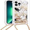 TQmchun iPhone SE 2022 Case with Strap, Transparent Glitter TPU Bumper view 2