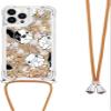 TQmchun iPhone SE 2022 Case with Strap, Transparent Glitter TPU Bumper view 4